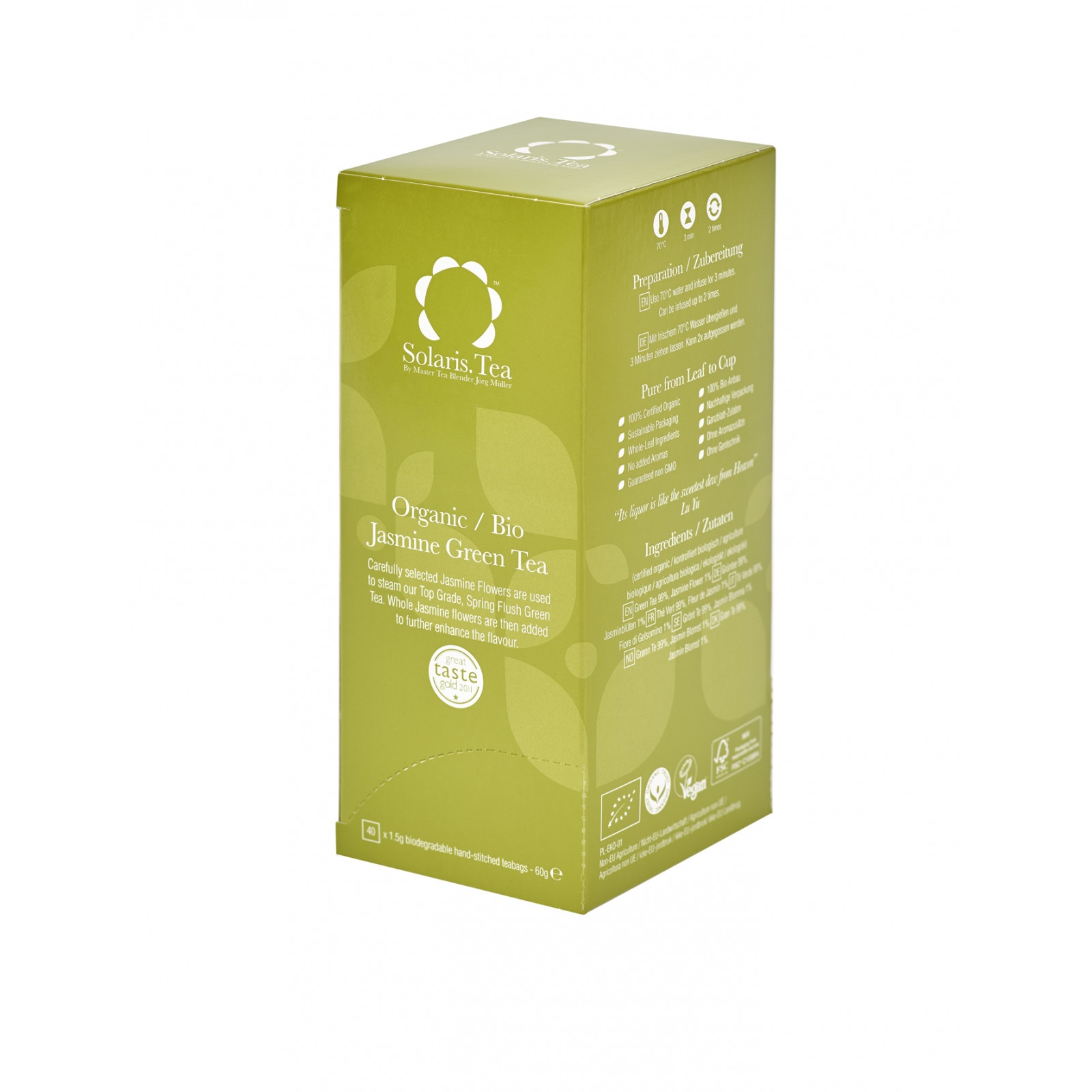 Ceai Organic Verde Iasomie Solaris 40 plicuri