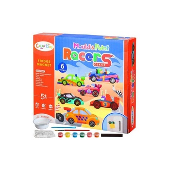 Set creativ DIY Masini 3D pentru copii, cu ghips pentru mulaj, magnet si vopsele pentru pictura, 6 matrite Set creativ DIY Masini 3D pentru copii, cu ghips pentru mulaj, magnet si vopsele pentru pictura, 6 matrite
