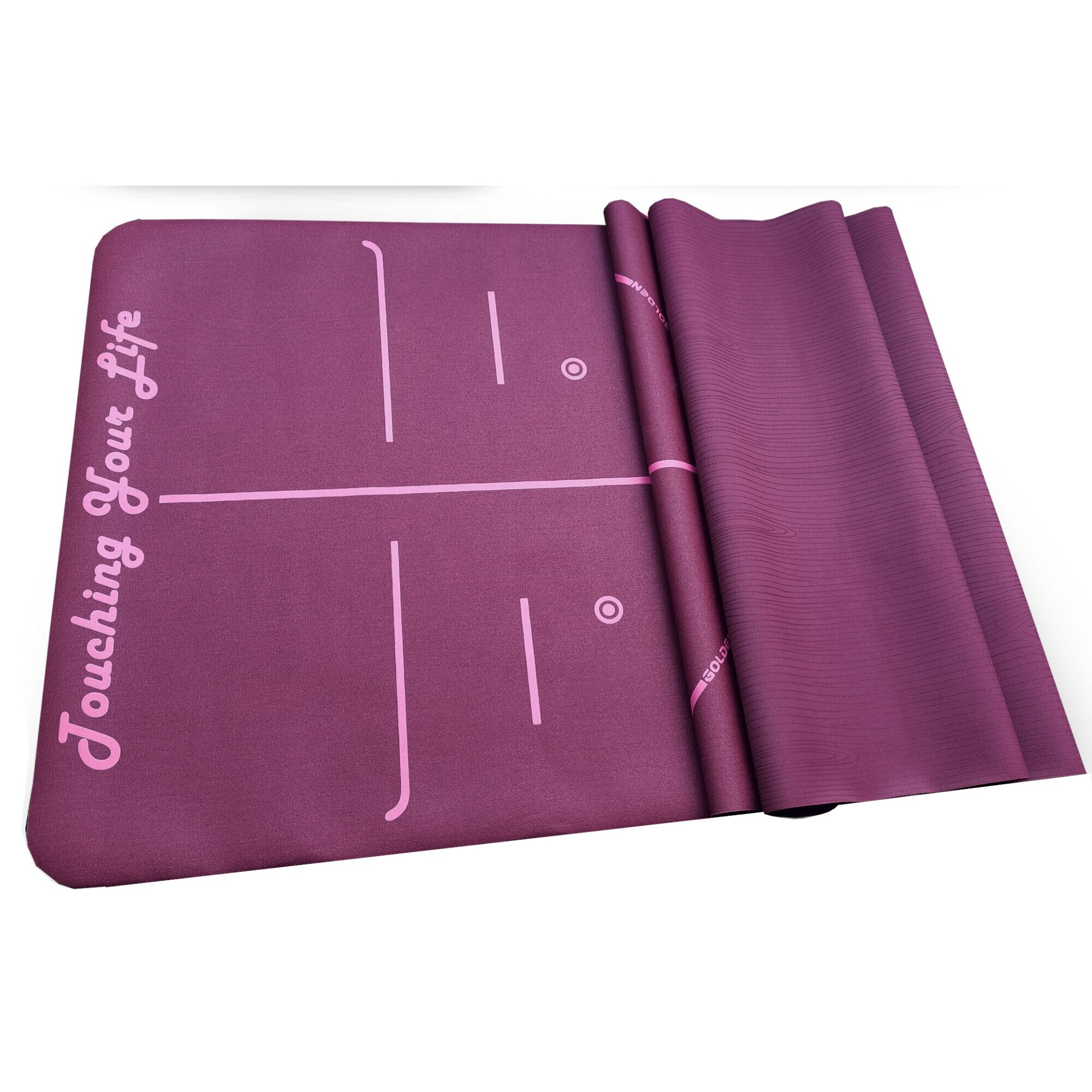 Covoras pentru yoga Golden, 1 mm, Cauciuc, Pliabil, 183 x 61 cm, Mov