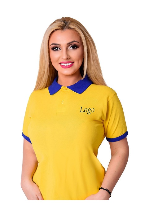 Tricou polo dama personalizat, bumbac, Galben, 42-44