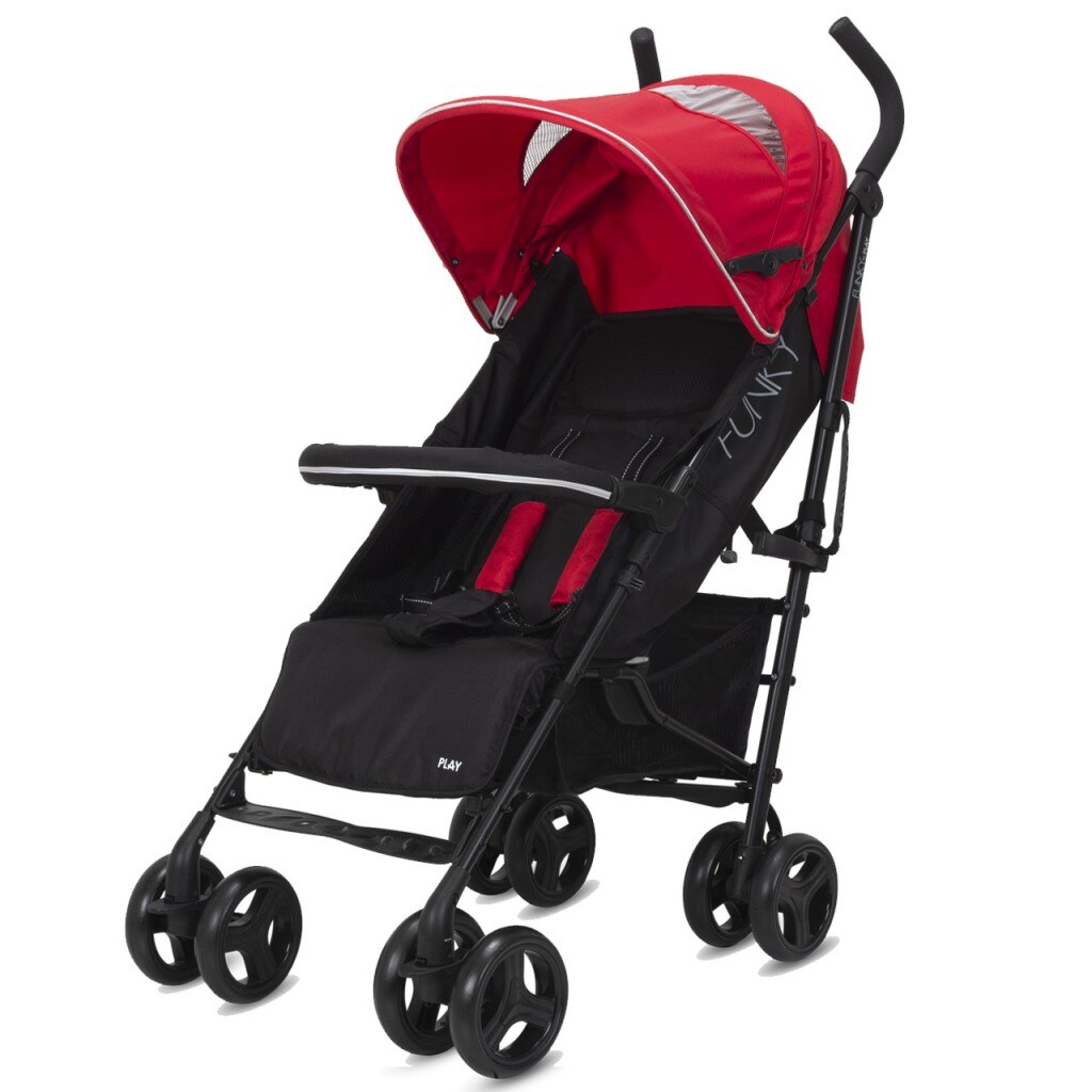 Carucior copii, Play, Funky, Rosu/Negru, 0 - 36 luni