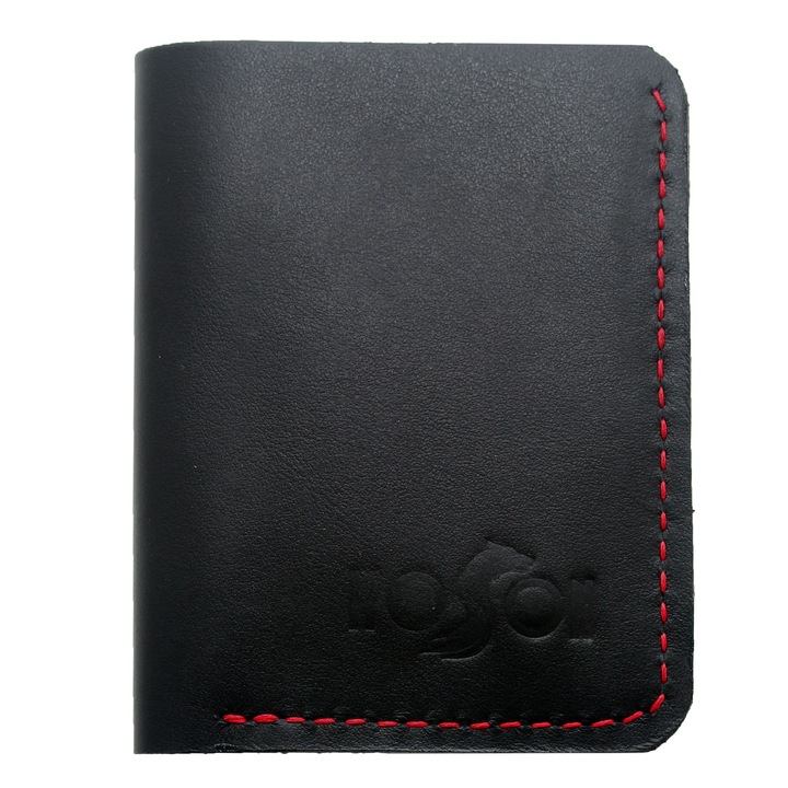 Portofel barbati din piele naturala Koson negru perfect conceput pentru CI si carduri - M42N2