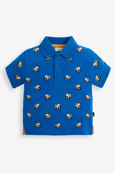 JoJo Maman Bebe, Tricou polo din bumbac, Albastru/Galben, 78 CM JoJo Maman Bebe, Tricou polo din bumbac, Albastru/Galben, 78 CM