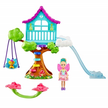 Papusica Barbie Dreamtopia si Casuta din copac cu leagan Papusica Barbie Dreamtopia si Casuta din copac cu leagan