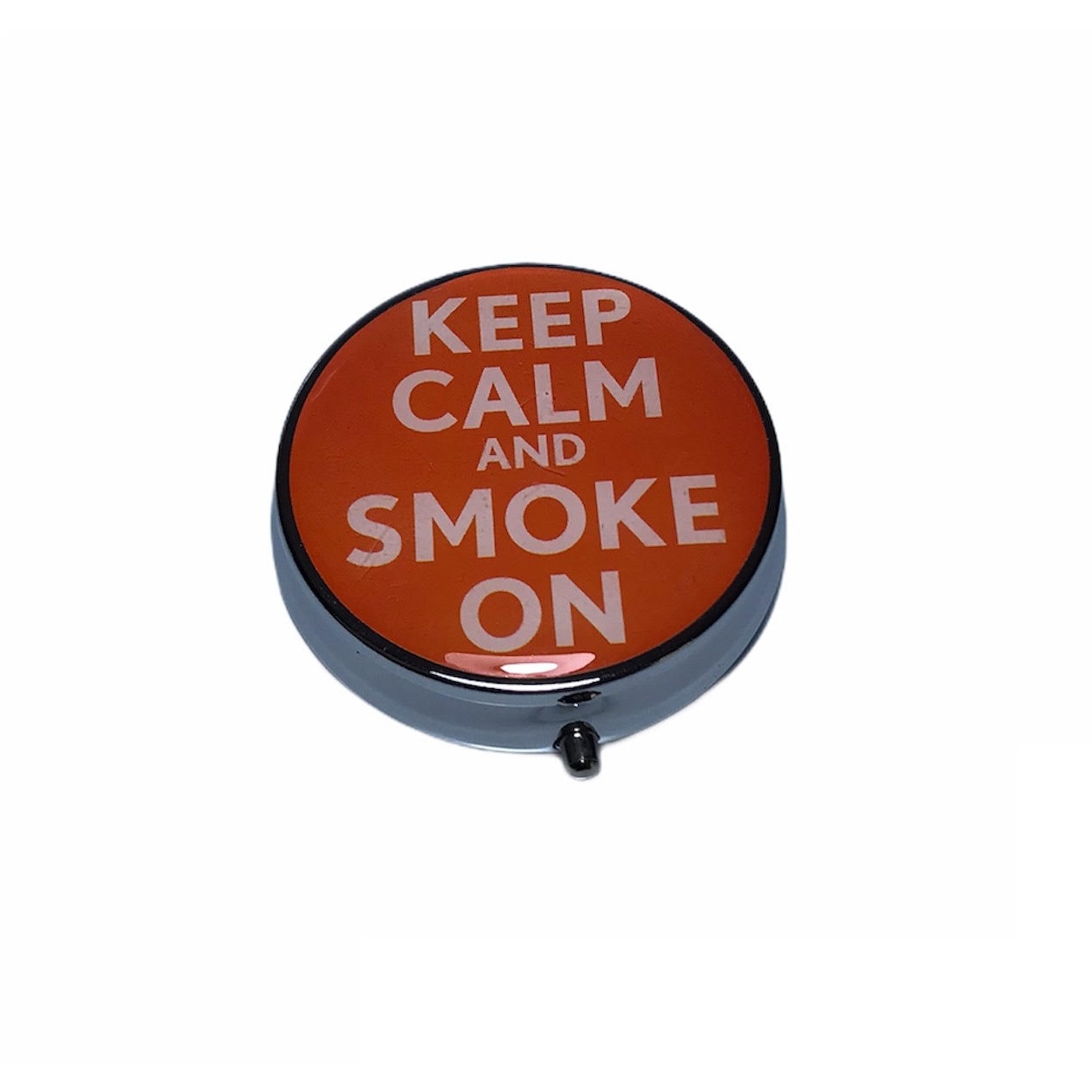 Scrumiera de buzunar Angel metalica cu oglinda Orange Keep Calm 50 mm