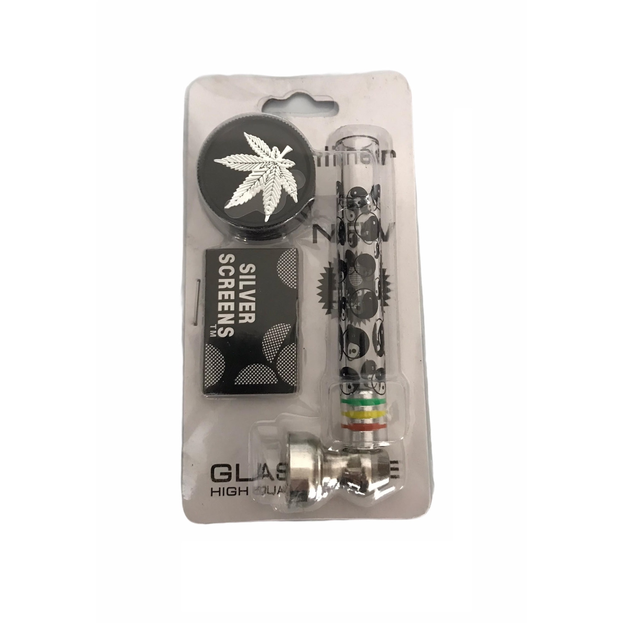 Set Angel Pipa metalica, Grinder metalic si 5 bucati site metalice pentru pipa black