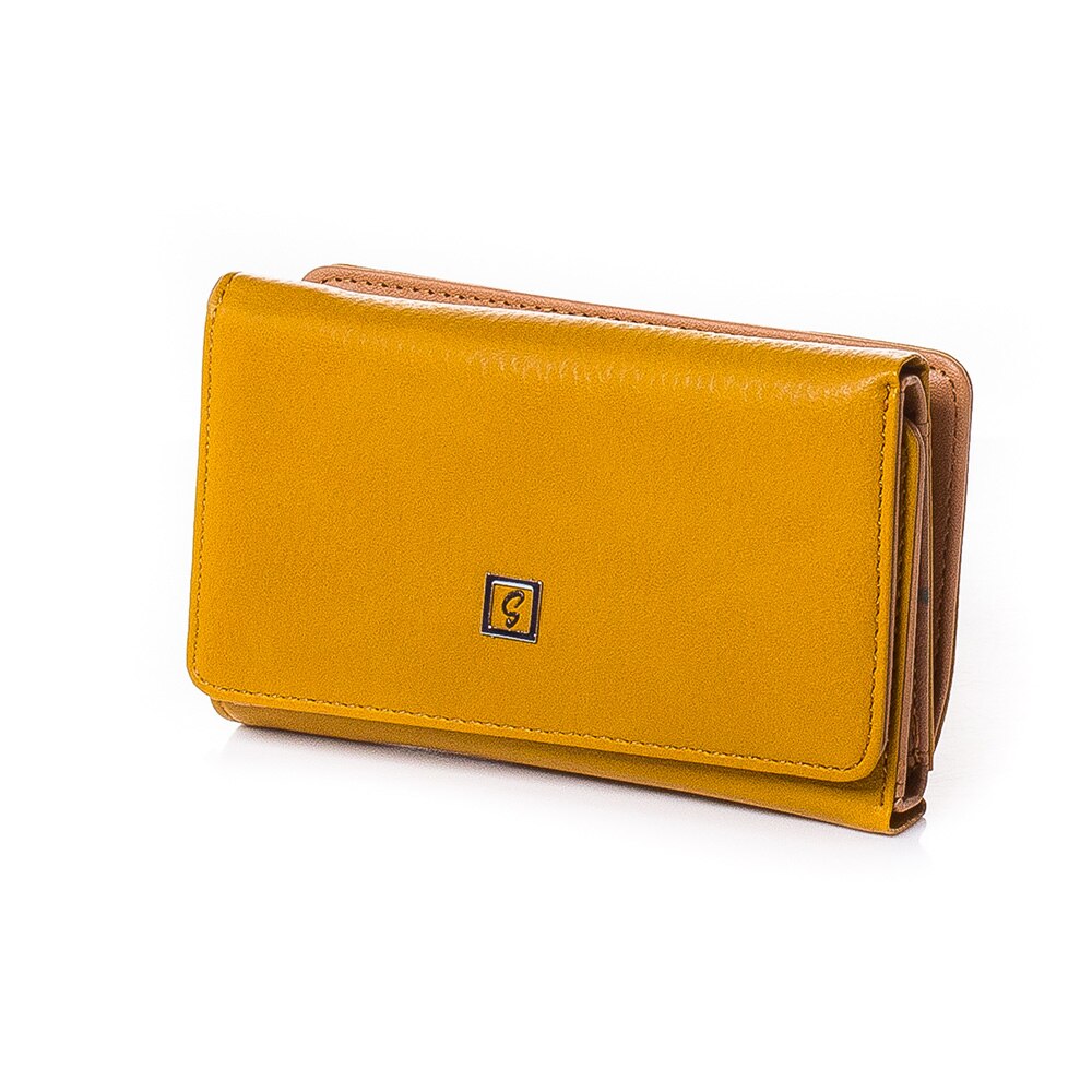 Portofel de dama din piele ecologica Stilno A1050-49, Mustar