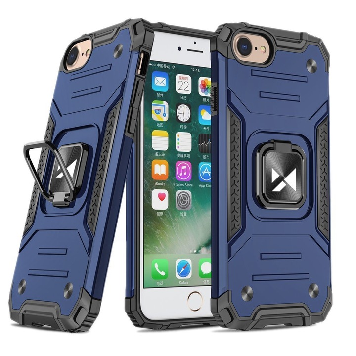 Калъф за телефон Wozinsky Ring Armor Tough Rugged със стойка за iPhone SE 2020/ iPhone 8/ iPhone 7, син