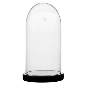 Cupola sticla D 80mm H 200mm cu baza neagra Cupola sticla D 80mm H 200mm cu baza neagra