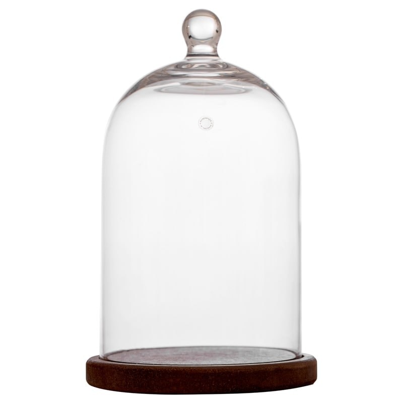 Cupola sticla D 140mm H 250mm cu baza maro