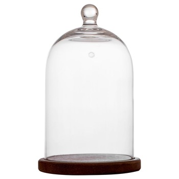 Cupola sticla D 140mm H 250mm cu baza maro Cupola sticla D 140mm H 250mm cu baza maro