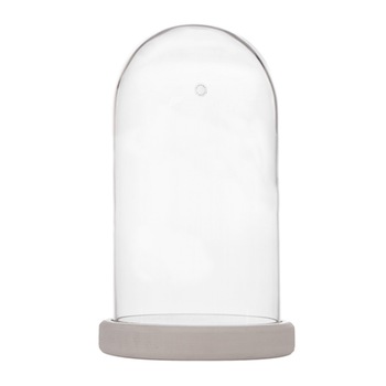 Cupola sticla D 80mm H 150mm cu baza alba Cupola sticla D 80mm H 150mm cu baza alba