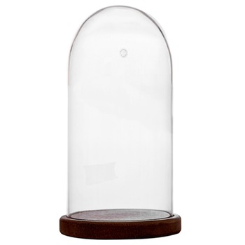 Cupola sticla D 80mm H 200mm cu baza maro Cupola sticla D 80mm H 200mm cu baza maro