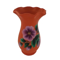 
                    
                        Vaza flori/Suport din ceramica, lucrata/pictata manual, 16 x 10 cm, motiv floral, portocaliu
                    
                