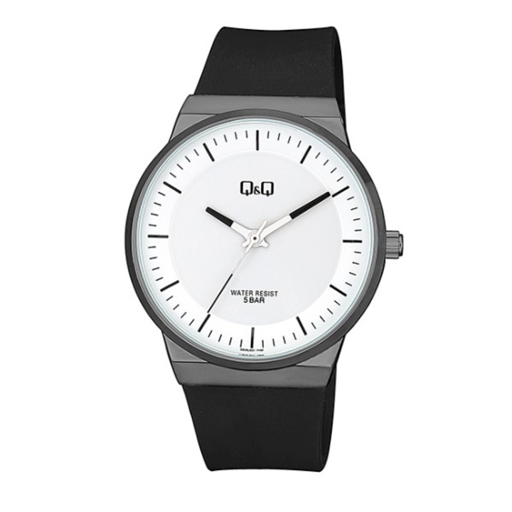 Q&Q férfi karóra QB06J501Y, sötétszürke tok, 42 mm, fekete gumi szíj