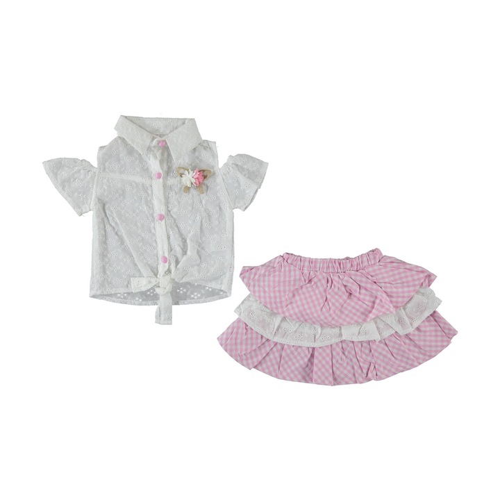 Елегантен комплект за момичета, Anglaise, OEM, Бял/Розово