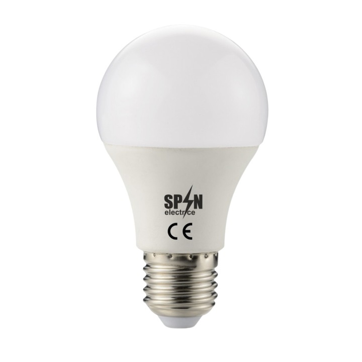 Bec Led E27, model glob A60, 6W=45W, 6400K, lumina rece, DC12V, 420Lm