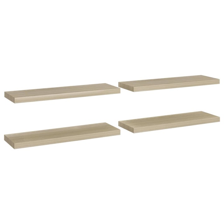 Set rafturi de perete suspendate 4 buc. vidaXL, stejar, 80x23,5x3,8 cm, MDF 7.6 kg