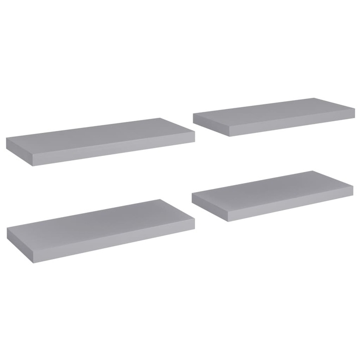 Set rafturi de perete vidaXL, 4 buc., gri, 60 x 23,5 x 3,8 cm, MDF 5.78 kg