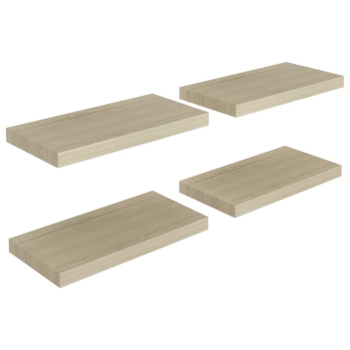 Set rafturi de perete suspendate vidaXL, 4 buc., stejar, 50x23x3,8 cm, MDF 5.14 kg