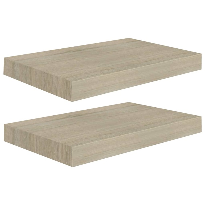 Set rafturi de perete suspendate vidaXL, 2 buc., stejar, 40x23x3,8 cm, MDF 2.1 kg
