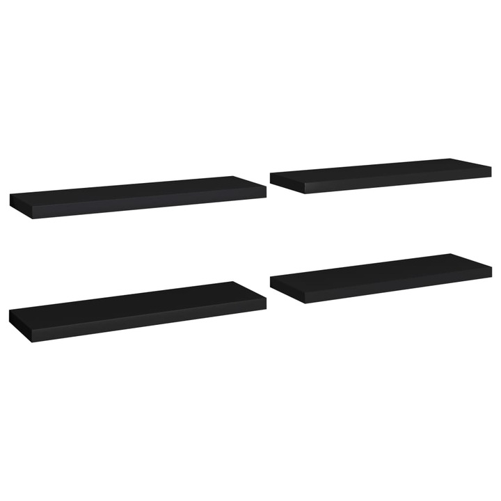 Set rafturi de perete vidaXL, 4 buc., negru, 80 x 23,5 x 3,8 cm, MDF 7.6 kg
