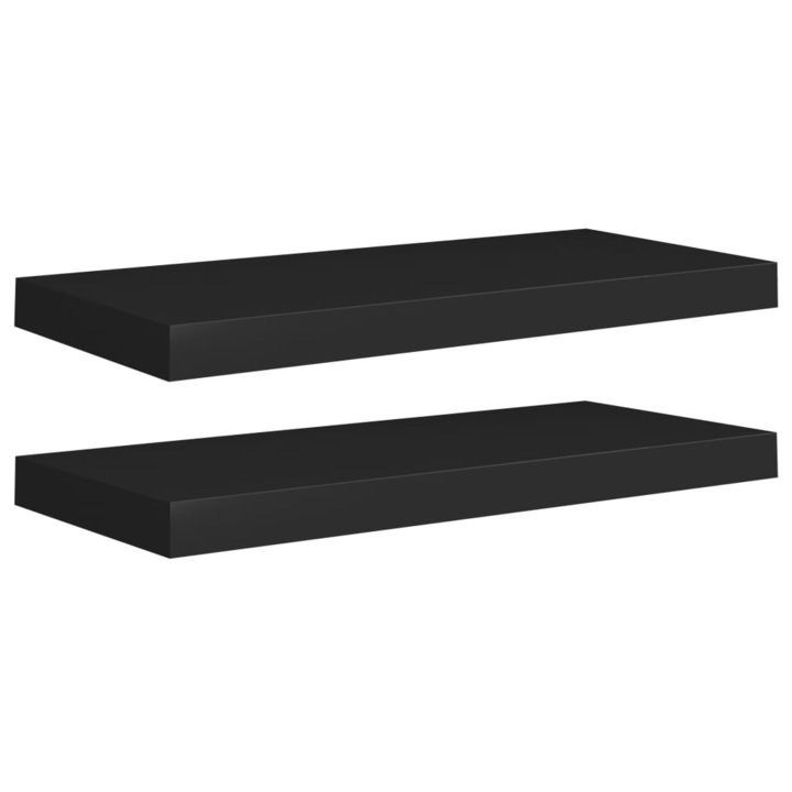vidaXL 2 db fekete MDF lebegő fali polc 60 x 23,5 x 3,8 cm (323833)