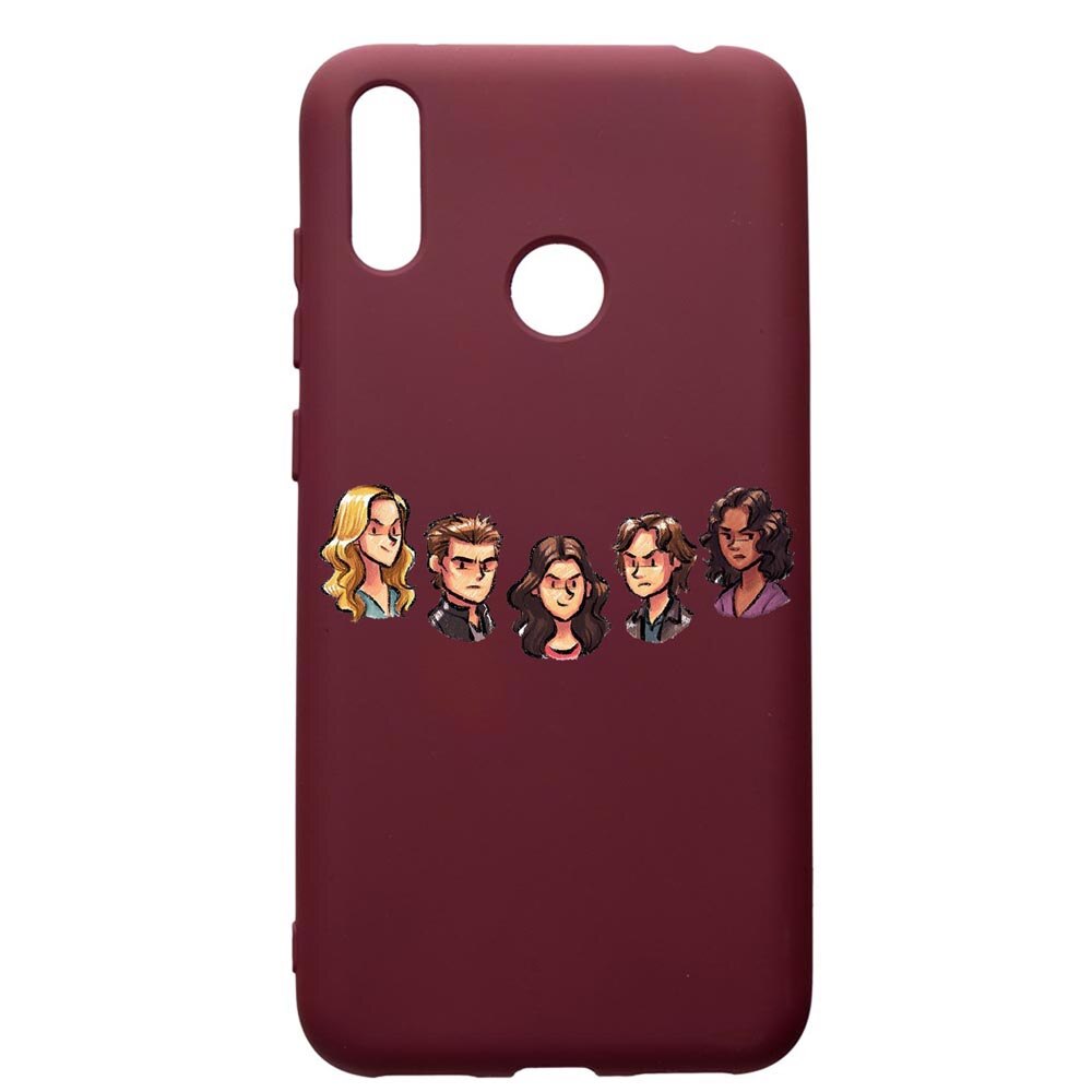 Husa Premium Silicon compatibila cu Huawei Y7 2019, Vampire Diaries, cu interiorul din material textil, protectie camera, Burgundy, PBR579