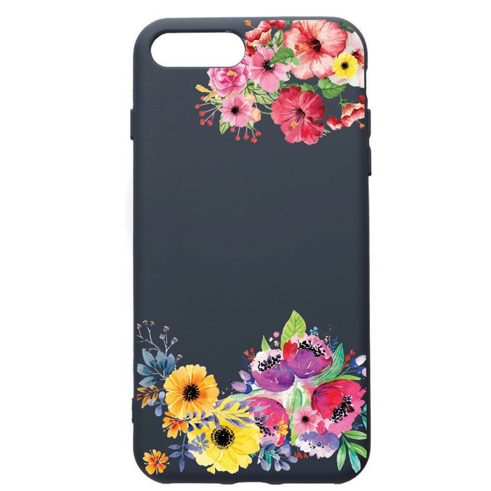 Husa Premium Silicon Compatibila Cu Apple iPhone 8 Plus / iPhone 7 Plus, Flowers, cu interiorul din material textil, protectie camera, Alaskan Blue, PAB56