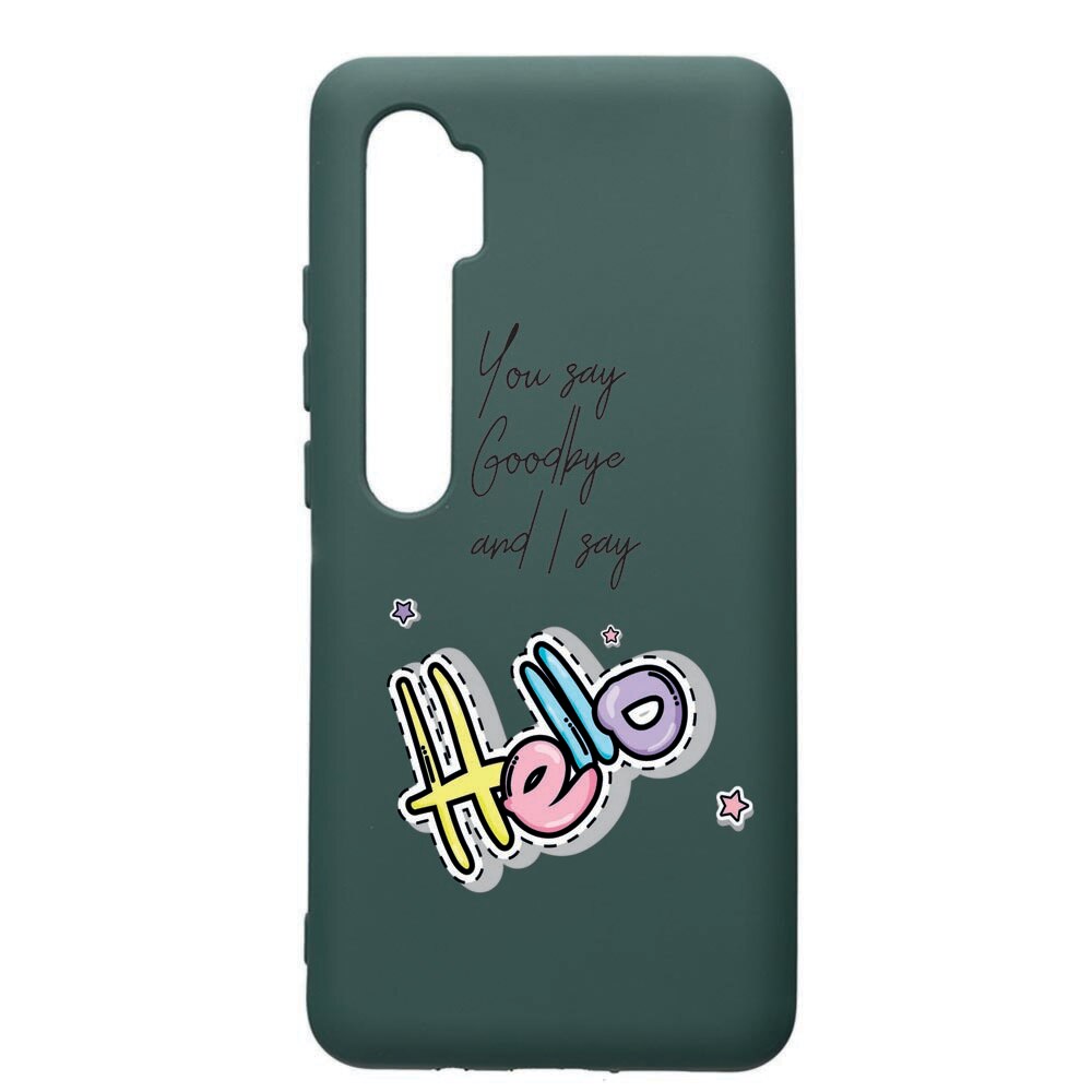 Husa Premium Silicon Compatibila Cu Xiaomi Mi Note 10, Hello, cu interiorul din material textil, protectie camera, Forest Green, PFG148