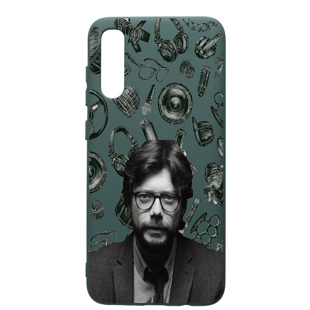 Husa Premium Silicon Compatibila Cu Samsung Galaxy A70, La Casa De Papel - Profesor, cu interiorul din material textil, protectie camera, Forest Green, PFG388