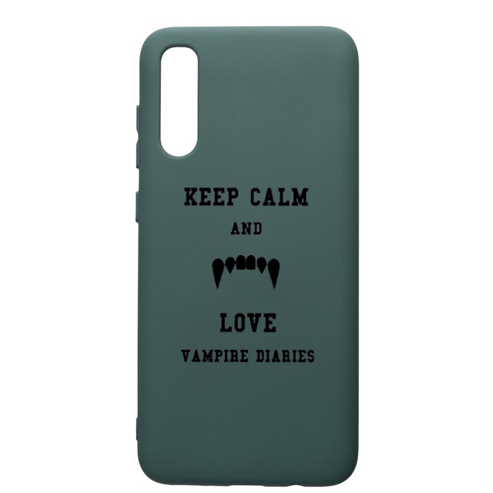 Husa Premium Silicon Compatibila Cu Samsung Galaxy A70, Vampire Diaries - Keep Calm, cu interiorul din material textil, protectie camera, Forest Green, PFG581