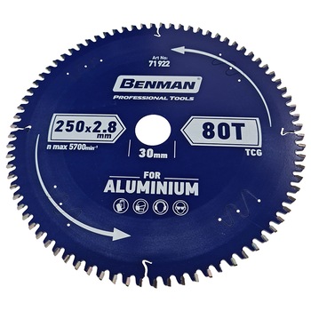 Disc fierastrau circular pentru aluminiu, Benman, 250x2.8mm/30mm, 80T Disc fierastrau circular pentru aluminiu, Benman, 250x2.8mm/30mm, 80T