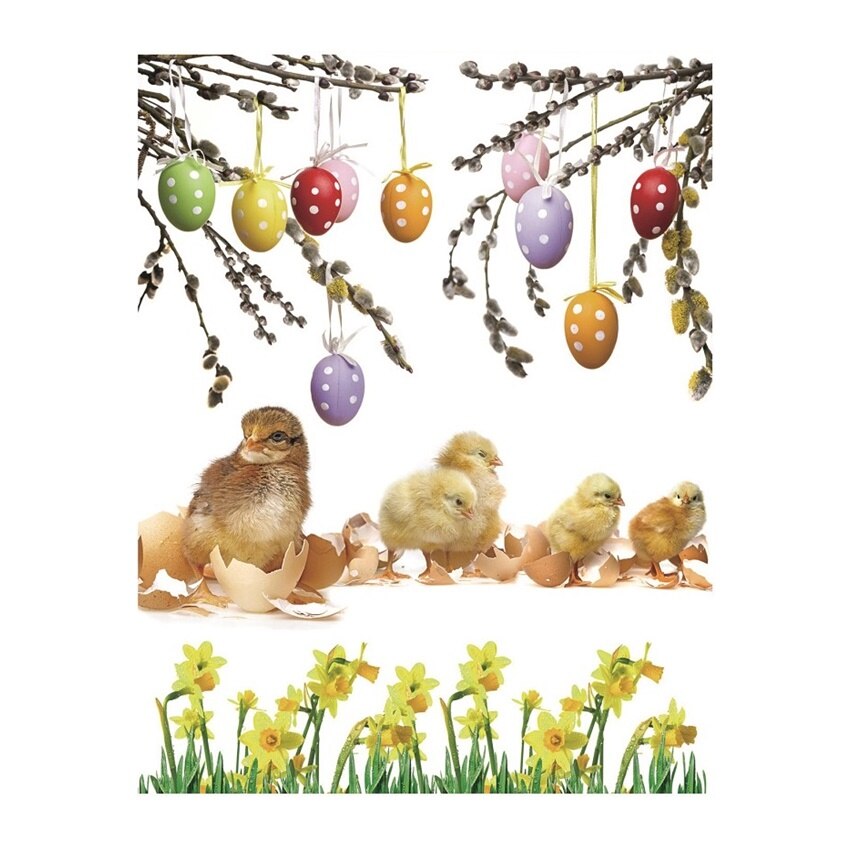 Sticker geam cu motive de Pasti - puisori, 30 x 42 cm