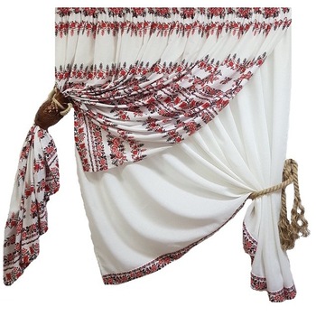 Perdea Decorint confectionata (PT.104), Ivoiry (unt), motive traditionale, 300 cm x 150 cm Perdea Decorint confectionata (PT.104), Ivoiry (unt), motive traditionale, 300 cm x 150 cm