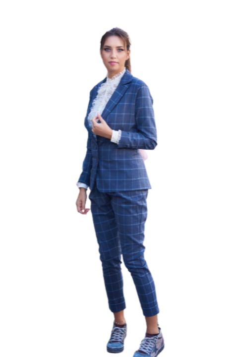 Дамско сако ANP Каре, Син, S