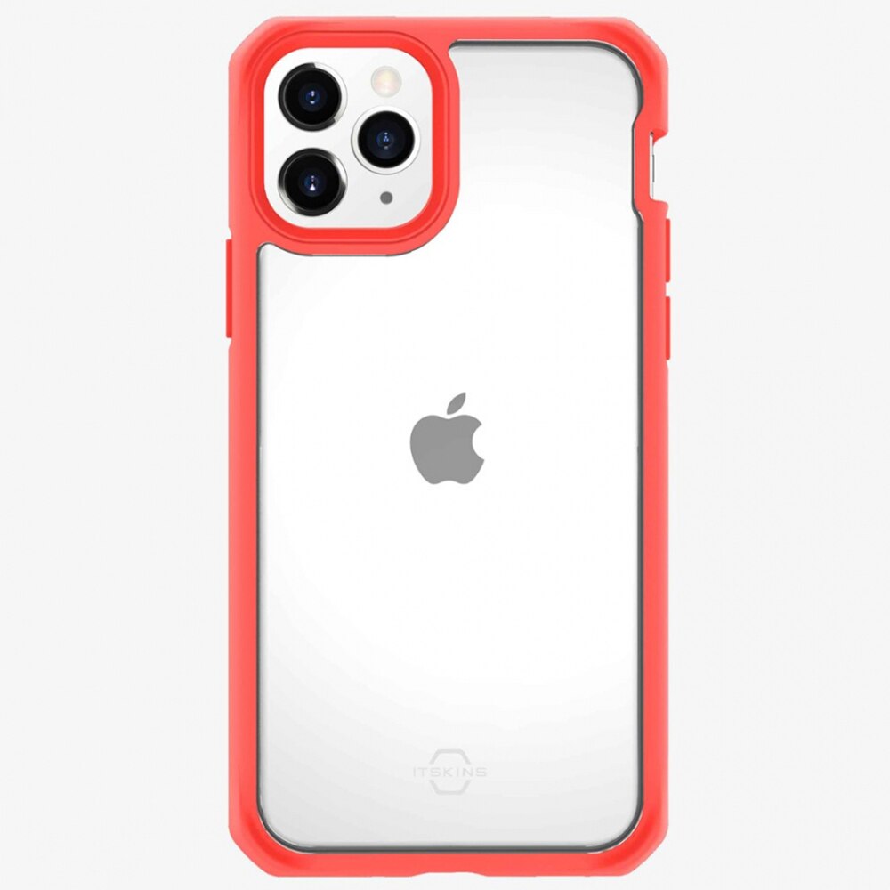 Husa IT Skins Hybrid Solid compatibila cu iPhone 11 Pro Max, Plain Coral & Transparent