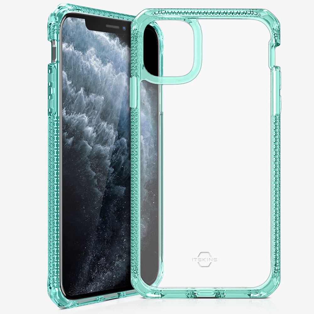 Husa IT Skins Hybrid Clear compatibila cu iPhone 11 Pro Max, Tiffany Green & Transparent