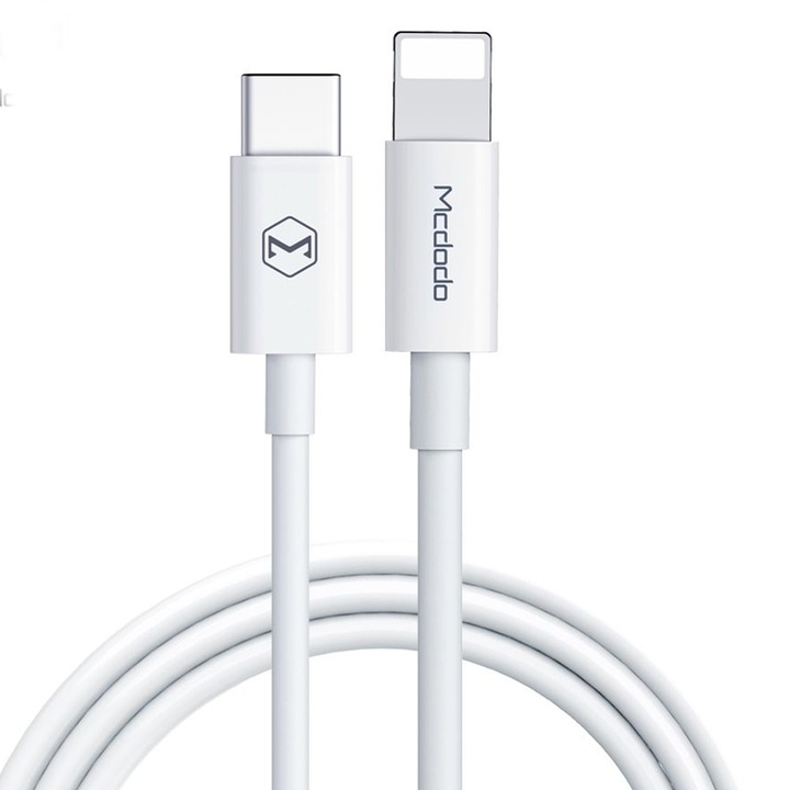 Mcdodo Element Series Adatkábel, Lightning, Type-C, max 2A, 1 m, Fehér