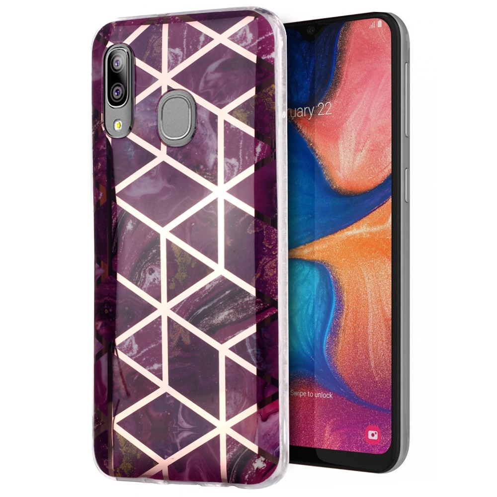 Husa Lemontti Plating Marble Pattern Soft compatibila cu Samsung Galaxy A20e, Purple