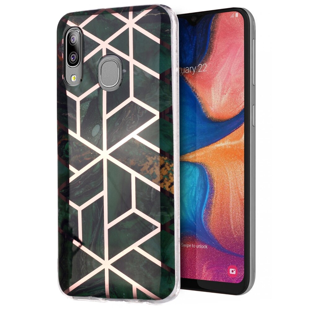 Husa Lemontti Plating Marble Pattern Soft compatibila cu Samsung Galaxy A20e, Green