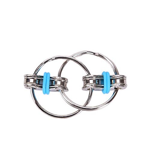 Jucarie senzoriala antistres, Fidget Metalic Triplu Spinner, Albastru, 3 cm, +3 ani, Urban Trends ®️