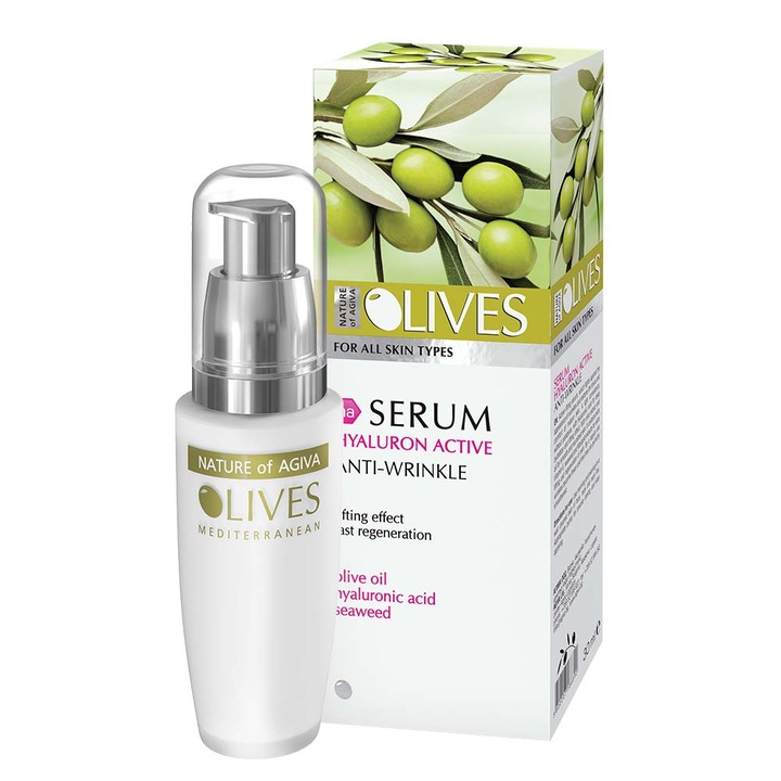 Nature of Agiva Olives, Hyaluron Active, Lifting szérum, Érett bőrre, 30ml