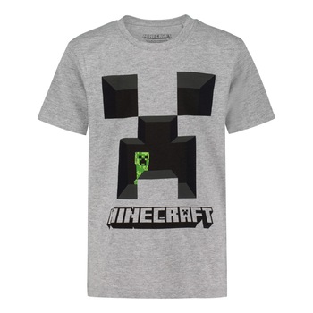 Tricou copii Minecraft Creeper, Gri Tricou copii Minecraft Creeper, Gri