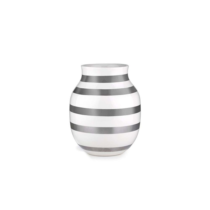 Vaza ceramica, Kahler Omaggio, 20 x 16,5 cm, alb, argintiu