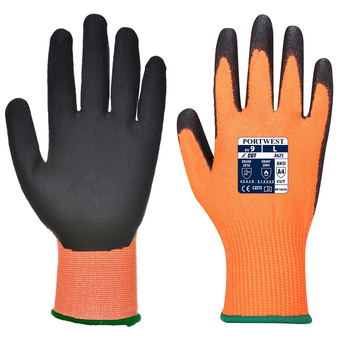 Manusi PU Vis-Tex Cut Resistant, Portocaliu/Negru, S