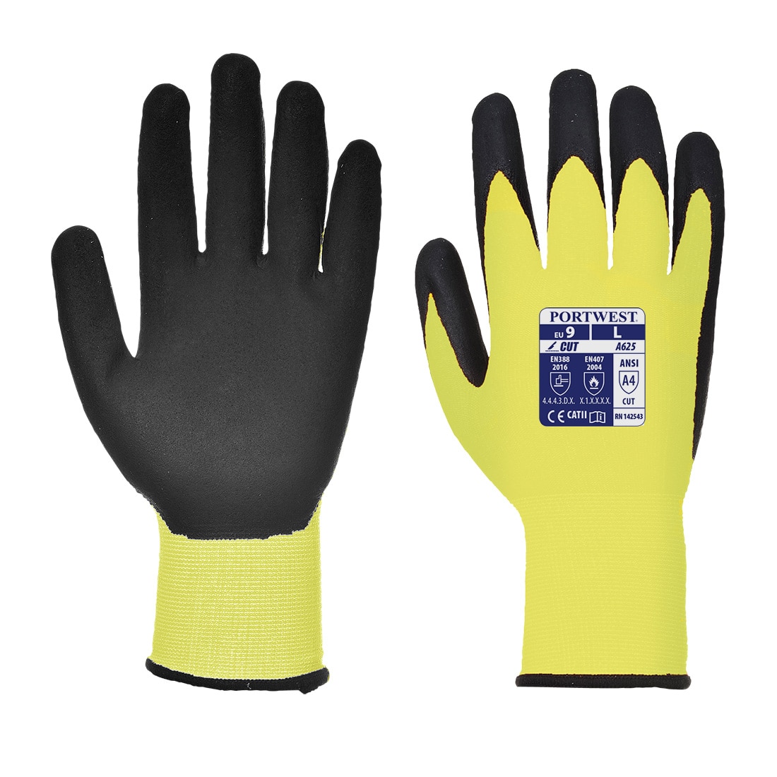 Manusi PU Vis-Tex Cut Resistant, Galben/Negru, S