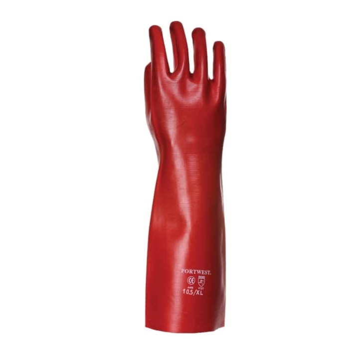 PVC hosszú szárú kesztyű 45 cm (piros*, XL) (A445RERXL)