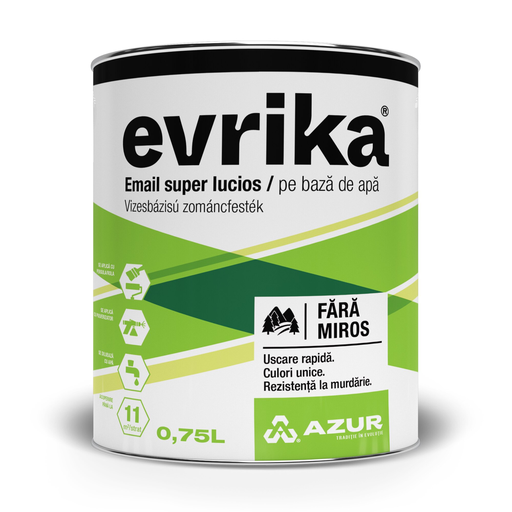 Email pe baza de apa Evrika galben sofran Azur 0.75l