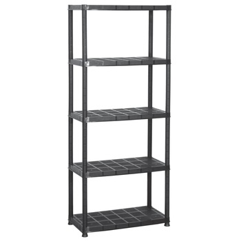 Raft de depozitare cu 5 polite, vidaXL, Plastic, 71 x 38 x 170 cm, Negru Raft de depozitare cu 5 polite, vidaXL, Plastic, 71 x 38 x 170 cm, Negru